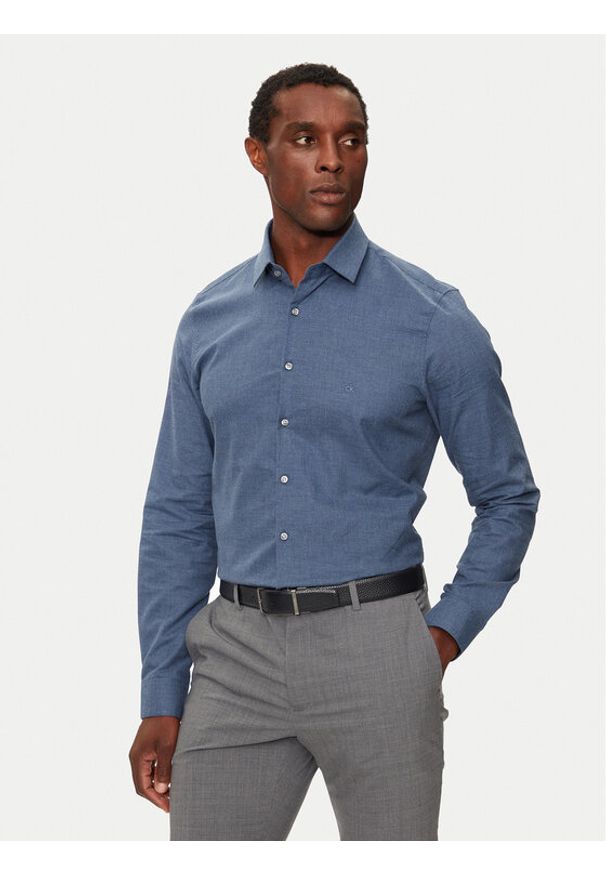 Calvin Klein Koszula K10K113523 Niebieski Slim Fit. Kolor: niebieski. Materiał: bawełna