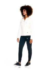 LEONE 1947 APPAREL - Damska bluza Leone z kapturem Basic zapinanym na zamek na całej długości. Typ kołnierza: kaptur. Kolor: biały. Materiał: tkanina. Sport: fitness