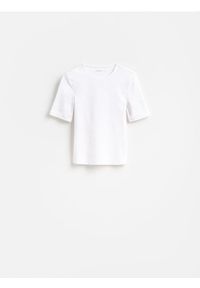 Reserved - T-shirt z bawełną - biały. Kolor: biały. Materiał: bawełna #1