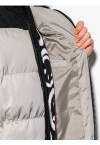 Ombre Clothing - Kurtka męska zimowa pikowana C458 - szara - XL. Kolor: szary. Materiał: poliester. Sezon: zima #6
