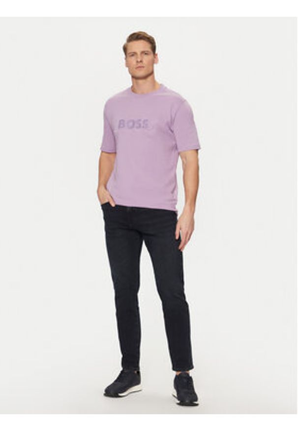 BOSS T-Shirt 50531271 Fioletowy Regular Fit. Kolor: fioletowy. Materiał: bawełna