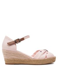 TOMMY HILFIGER - Tommy Hilfiger Espadryle Basic Open Toe Mid Wedge FW0FW04785 Różowy. Nosek buta: otwarty. Kolor: różowy. Materiał: materiał