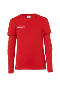 UHLSPORT - Dziecięcy zestaw koszulki i spodni dla bramkarzy Uhlsport. Kolor: wielokolorowy, czarny, czerwony. Materiał: dresówka, poliester. Styl: sportowy, młodzieżowy #1