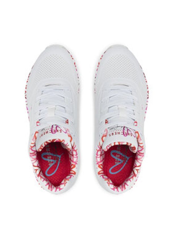 skechers - Skechers Sneakersy Uno Loving Love 155506/WRPK Biały. Kolor: biały. Materiał: skóra