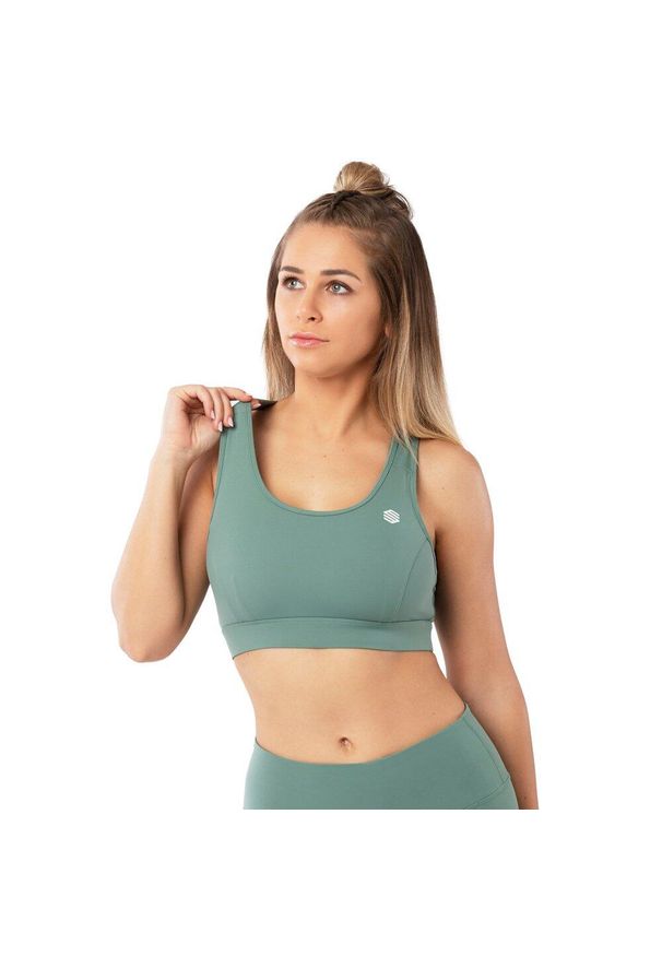 SIROKO - Stanik sportowy Fitness Siroko Ultra Fit. Kolor: zielony. Materiał: nylon, tkanina. Sport: fitness