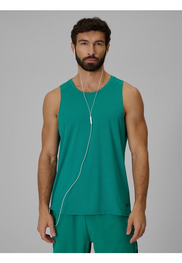 4f - 4F Koszulka do biegania regular szybkoschnąca męska - zielona M. Kolor: zielony. Sport: fitness, bieganie