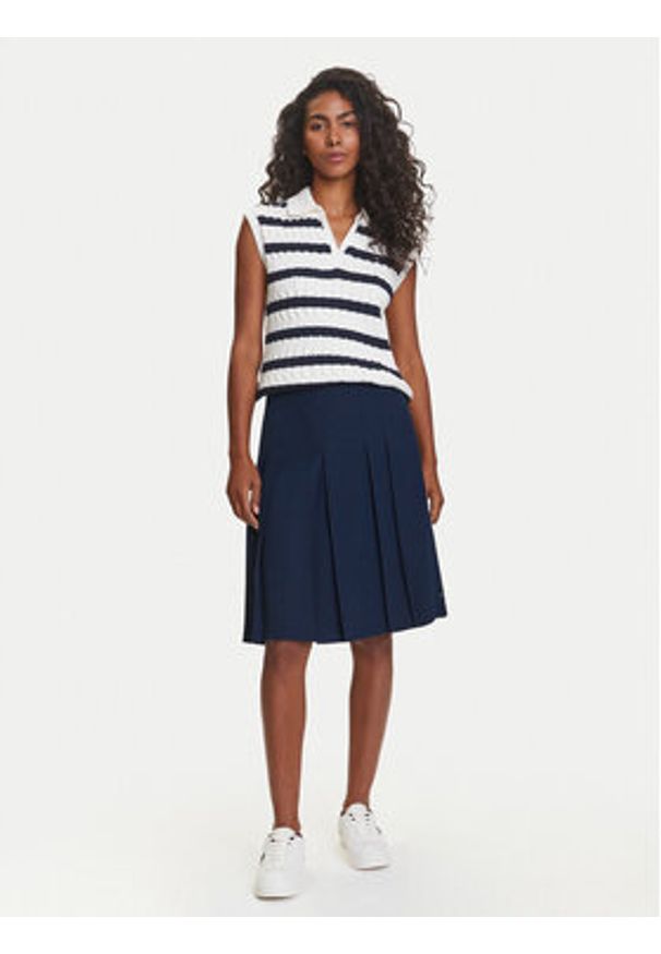 TOMMY HILFIGER - Tommy Hilfiger Spódnica plisowana WW0WW46796 Granatowy Regular Fit. Kolor: niebieski. Materiał: syntetyk