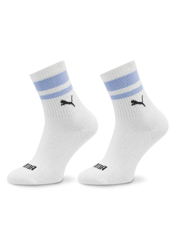Zestaw 2 par wysokich skarpet unisex Puma Unisex Heritage 938022 White / Blue 03. Kolor: biały. Materiał: materiał, bawełna
