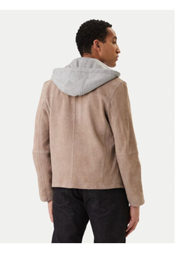 Milestone Kurtka skórzana Rivoli 612205 60785 Beżowy Regular Fit. Kolor: beżowy. Materiał: welur