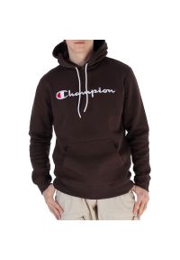 Bluza Champion Embroidered Script Logo Hoodie 219203-MS548 - brązowa. Kolor: brązowy. Materiał: tkanina, bawełna, poliester. Wzór: napisy. Styl: sportowy, klasyczny