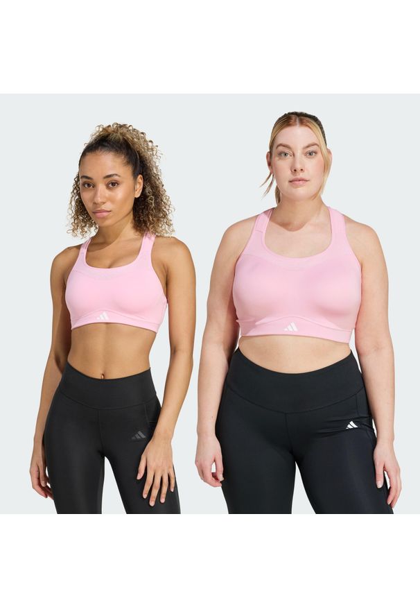 Adidas - Biustonosz treningowy TLRD Impact o mocnym wsparciu. Kolekcja: plus size. Kolor: różowy. Materiał: materiał. Technologia: ClimaCool (Adidas). Sport: fitness