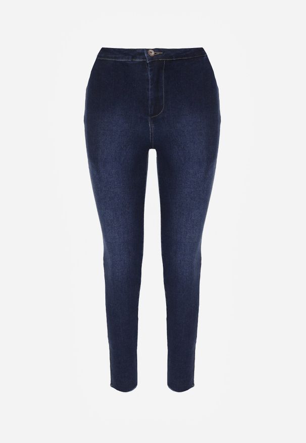 Born2be - Niebieskie Jeansy Skinny z Postrzępionymi Nogawkami Nogoi. Kolor: niebieski