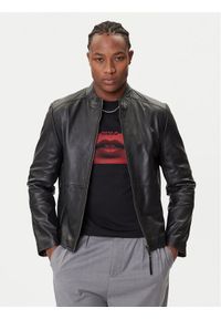 Hugo - HUGO Kurtka skórzana Lokis-3 50540984 Czarny Slim Fit. Kolor: czarny. Materiał: skóra #1