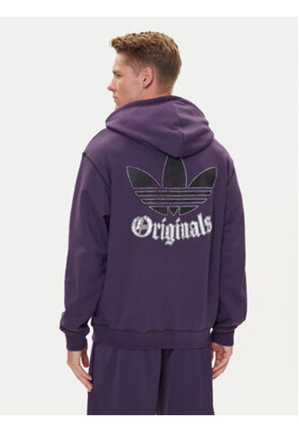 Adidas - adidas Bluza Distressed Graphic JY2729 Fioletowy Loose Fit. Kolor: fioletowy. Materiał: bawełna
