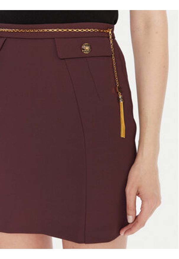 Elisabetta Franchi Spódnica mini GO-148-57E2-V380 Brązowy Slim Fit. Kolor: brązowy. Materiał: syntetyk