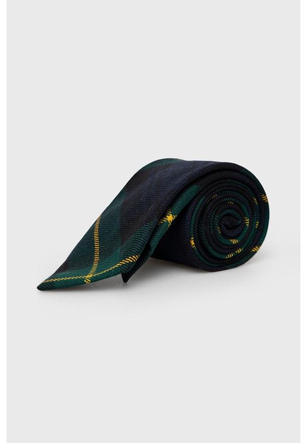 Polo Ralph Lauren Krawat wełniany kolor granatowy. Kolor: niebieski. Materiał: wełna
