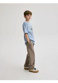Reserved - Dresowe spodnie z przeszyciami - brązowy. Kolor: brązowy. Materiał: dresówka