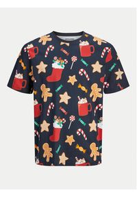 Jack & Jones - Jack&Jones T-Shirt Xmas Merry 12265399 Granatowy Standard Fit. Kolor: niebieski. Materiał: bawełna