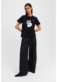 Karl Lagerfeld - KARL LAGERFELD Czarny t-shirt damski Ikon Aquarelle K, Rozmiar XS. Kolor: czarny #4