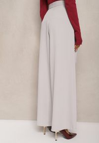 Renee - Szare Eleganckie Spodnie w Garniturowym Stylu High Waist Ozdobione Paskiem w Talii Wenelsea. Okazja: do pracy. Stan: podwyższony. Kolor: szary. Długość: długie. Wzór: aplikacja. Styl: elegancki #3