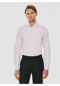 Pako Lorente - PAKO LORENTE – Różowa koszula męska. Kolor: różowy. Materiał: bawełna. Długość rękawa: długi rękaw. Długość: długie. Wzór: gładki #1