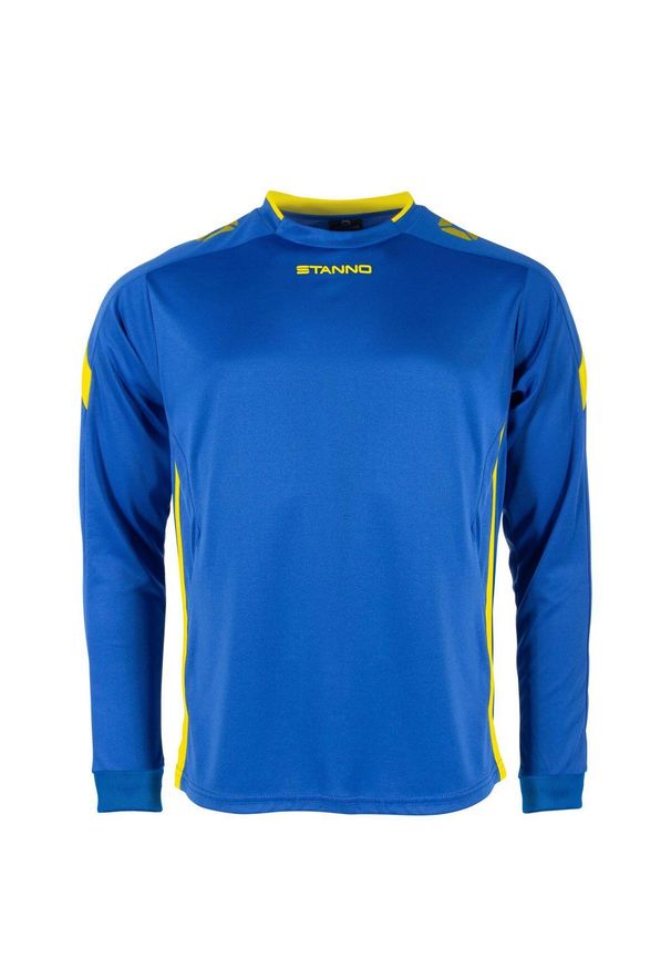 STANNO - Dziecięcy dżersej z długim rękawem Stanno Drive Match. Kolor: wielokolorowy, niebieski, żółty. Materiał: jersey. Długość rękawa: długi rękaw. Długość: długie