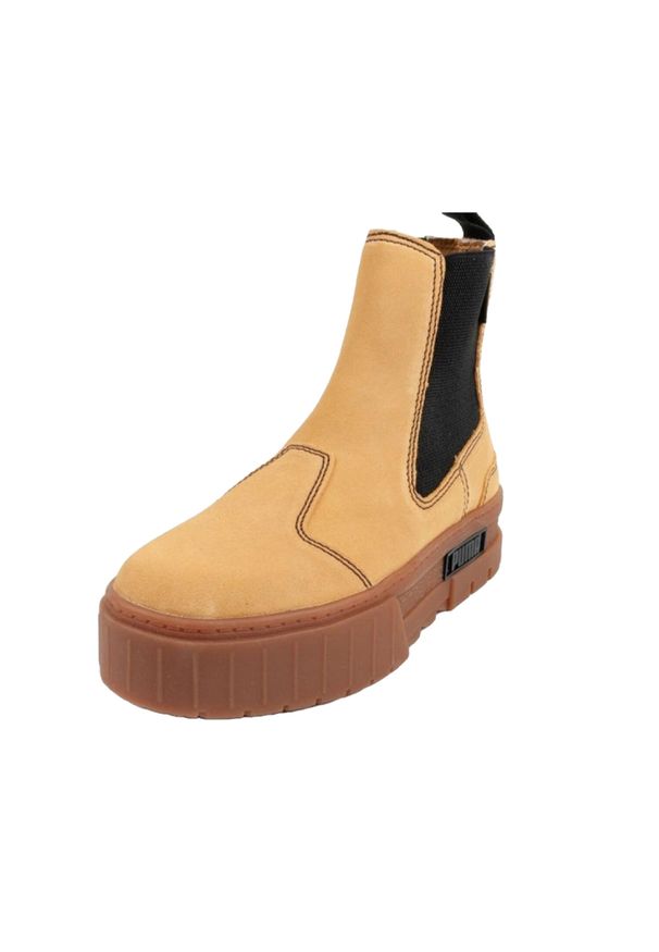 Puma - Damskie Zamszowe Buty Chelsea Mayze. Kolor: czarny, brązowy, wielokolorowy. Materiał: zamsz. Styl: sportowy