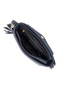 Wittchen - Damska torebka skórzana pikowana z chwostem ciemny granat. Wzór: gładki, haft. Dodatki: z haftem. Materiał: skórzane. Styl: elegancki. Rodzaj torebki: na ramię