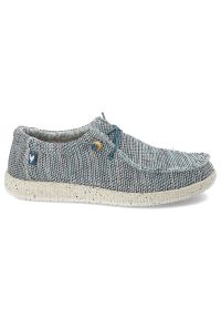 Niebieskie Półbuty Pitas Modne Obuwie Męskie. Okazja: na co dzień, na spacer. Zapięcie: sznurówki. Kolor: niebieski. Materiał: materiał. Styl: casual #3