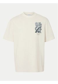 Selected Homme T-Shirt Will 16097225 Écru Relaxed Fit. Kolor: kremowy. Materiał: bawełna #7