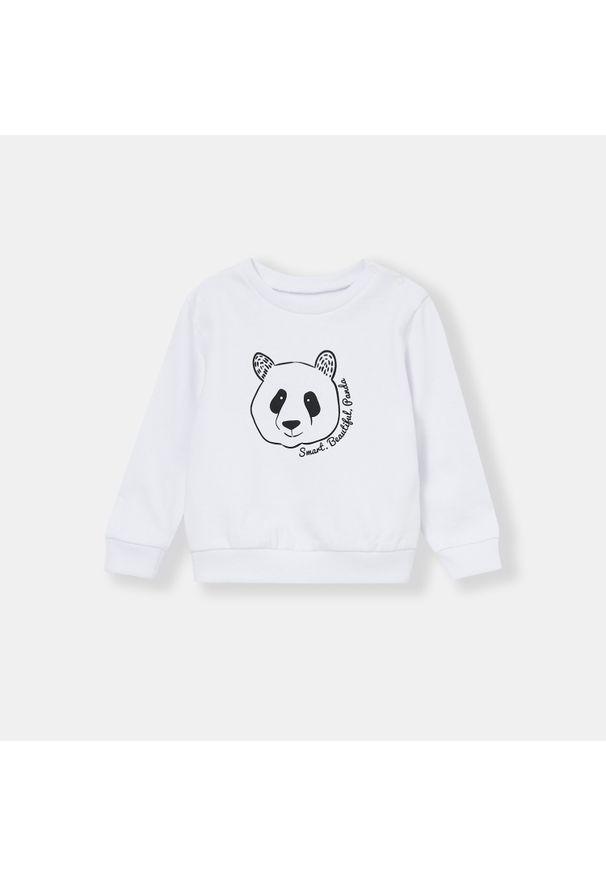 Sinsay - Bluza niemowlęca Panda - Biały. Kolor: biały