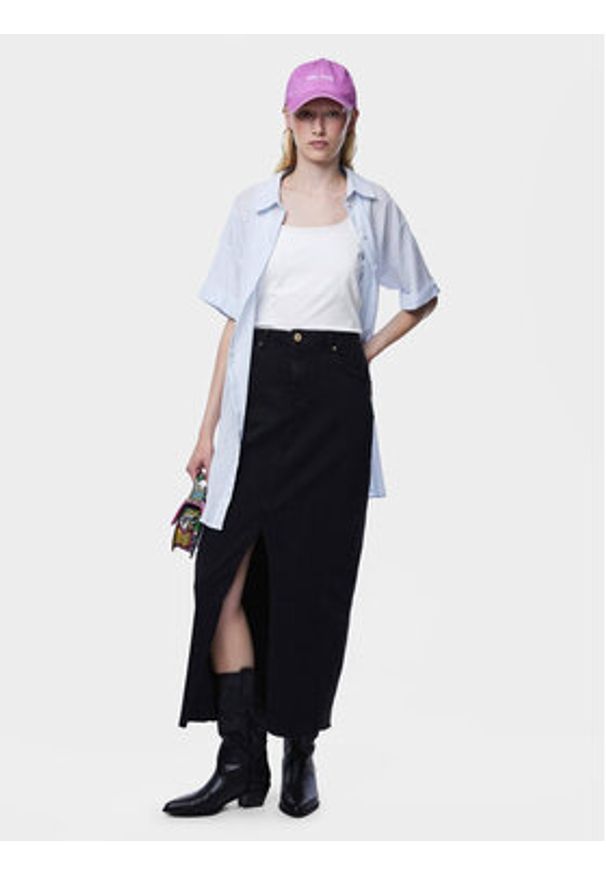 Pieces Spódnica jeansowa Jessie 17150234 Czarny Regular Fit. Kolor: czarny. Materiał: bawełna
