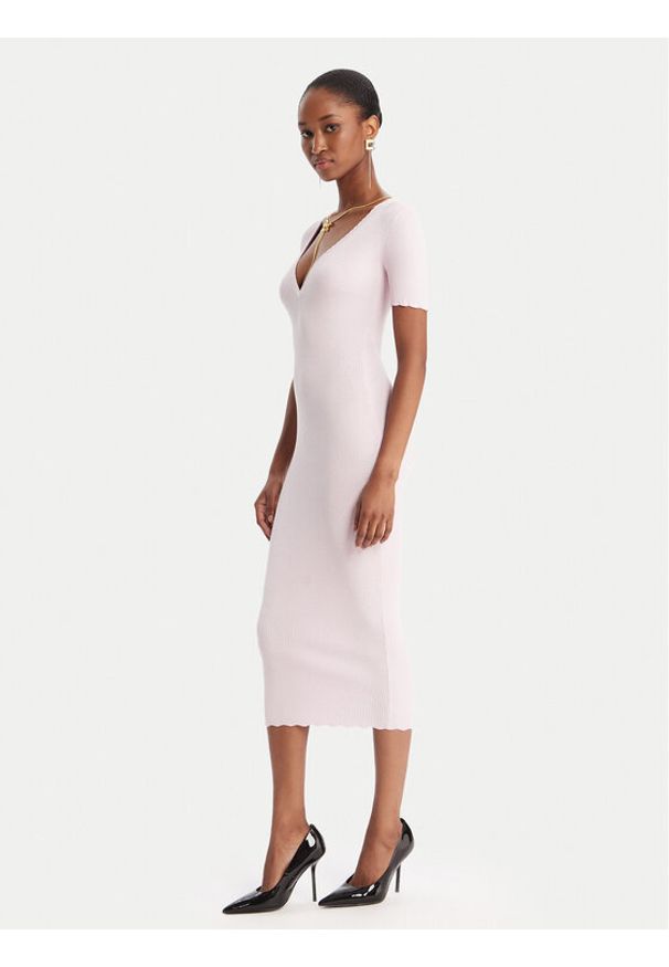 Elisabetta Franchi Sukienka dzianinowa AM-53S-51E2 Różowy Slim Fit. Kolor: różowy. Materiał: wiskoza