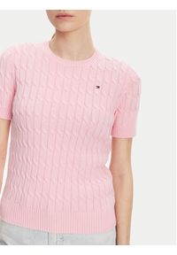 TOMMY HILFIGER - Tommy Hilfiger Sweter WW0WW38744 Różowy Regular Fit. Kolor: różowy. Materiał: bawełna #5