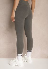 Renee - Szare Legginsy High Waist z Szeroką Gumką w Pasie Sevini. Okazja: do domu, na co dzień. Stan: podwyższony. Kolor: szary. Wzór: bez wzorów, aplikacja. Styl: casual #4