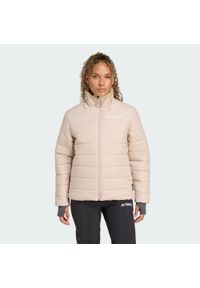 Adidas - Kurtka Terrex Multi Essentials Insulated. Kolor: beżowy. Materiał: puch. Technologia: ClimaWarm (Adidas). Sport: turystyka piesza #1