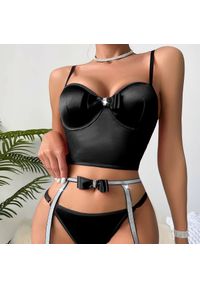 Intica - Komplet bielizny z body i pasem do pończoch z kokardą Iside. Kolor: czerwony. Materiał: materiał. Długość: długie #2