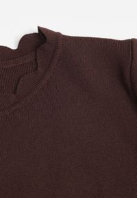 Renee - Brązowa Dzianinowa Bluzka z Nieregularnymi Krawędziami Datria. Kolor: brązowy. Materiał: dzianina #6