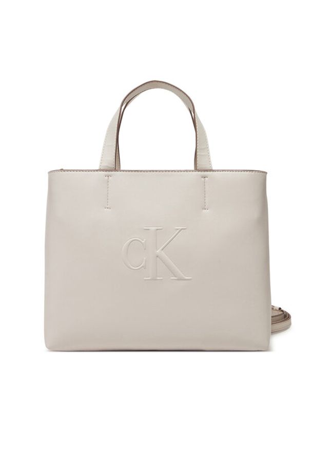 Calvin Klein Jeans Torebka Sculpted Mini Ew Tote LV04K3111G Écru. Materiał: skórzane