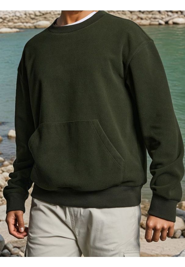 Sinsay - Bluza crewneck - zielony. Kolor: zielony