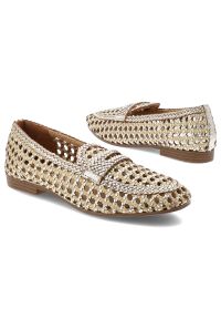 Alexio Giorgio - Baleriny damskie Gioseppo, płaski obcas wsuwany fason klasyczny mokasyn zamknięty nosek pleciona cholewka ażurowa struktura lekka konstrukcja, srebrn. Kolor: srebrny. Szerokość cholewki: normalna. Wzór: ażurowy. Obcas: na obcasie. Styl: klasyczny. Wysokość obcasa: niski #6