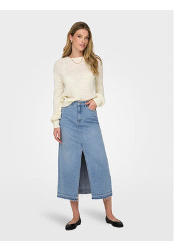 JDY Spódnica jeansowa Bella 15317441 Niebieski Regular Fit. Kolor: niebieski. Materiał: bawełna