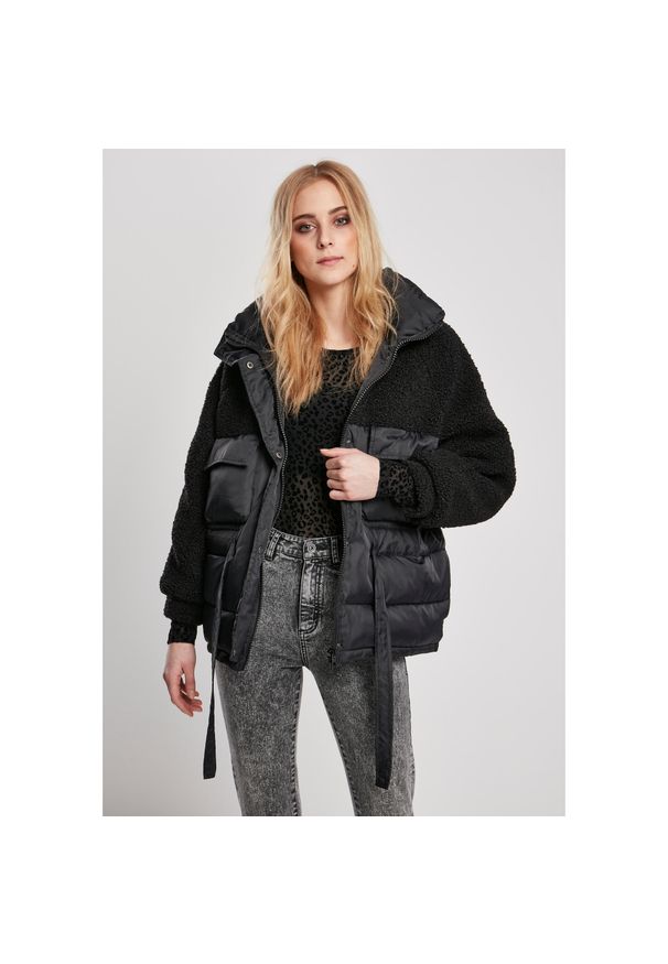 Kurtka damska Urban Classics sherpa mix puffer. Kolor: czarny. Materiał: puch