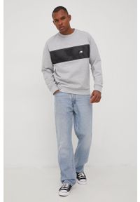 New Balance bluza bawełniana MT21508AG męska kolor szary z aplikacją. Kolor: szary. Materiał: bawełna. Wzór: aplikacja