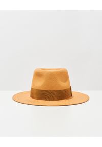 RUSLAN BAGINSKIY - Brązowy kapelusz ze wstążką. Kolor: brązowy. Wzór: aplikacja. Styl: klasyczny #5