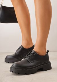 Renee - Czarne Eleganckie Półbuty Oksfordki VICES ze Sznurowaniem i Platformą Anatala. Okazja: na co dzień, na randkę. Zapięcie: sznurówki. Kolor: czarny. Materiał: jeans. Obcas: na platformie. Styl: elegancki #8