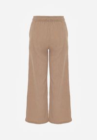 Renee - Beżowe Teksturowane Spodnie Wide Leg z Wiązaniem w Talii Pirethei. Kolor: beżowy. Materiał: materiał. Styl: elegancki #6