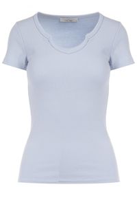 Born2be - Jasnoniebieski T-shirt Caearis. Kolor: niebieski. Materiał: materiał, bawełna, elastan, prążkowany. Długość rękawa: krótki rękaw. Długość: krótkie. Sezon: lato. Styl: klasyczny #4