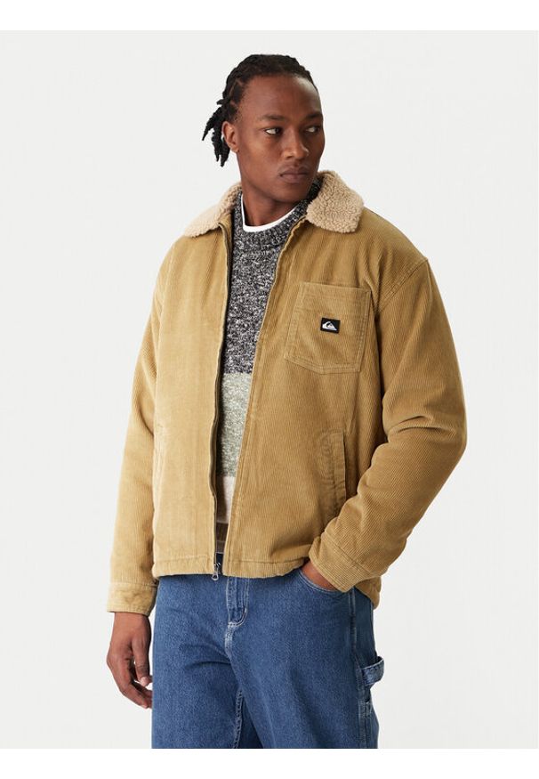 Quiksilver Kurtka przejściowa Dna Sherpa Harrington EQYJK04201 Beżowy Regular Fit. Kolor: beżowy. Materiał: sztruks, bawełna