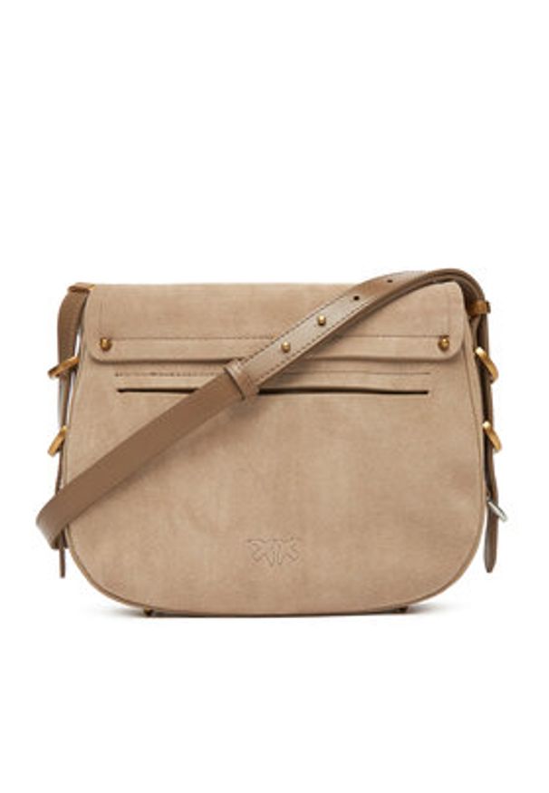Pinko - PINKO Torebka Saddle Classic PE 25 PLTT 103830 A29N Beżowy. Kolor: beżowy. Materiał: skórzane, zamszowe